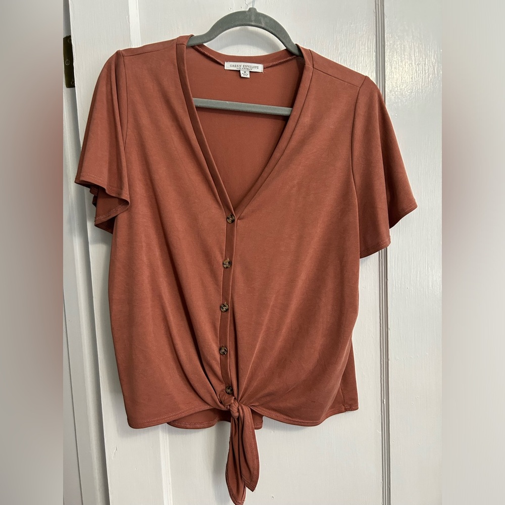 Green Envelope tie front top